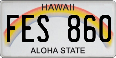 HI license plate FES860
