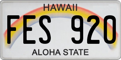 HI license plate FES920