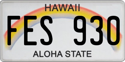 HI license plate FES930