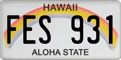 HI license plate FES931