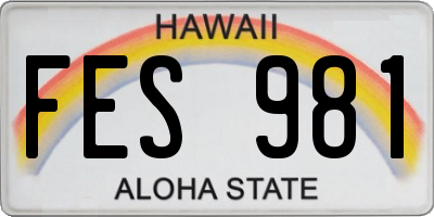 HI license plate FES981