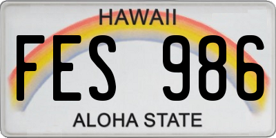 HI license plate FES986