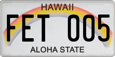 HI license plate FET005