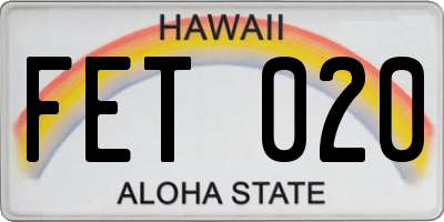 HI license plate FET020