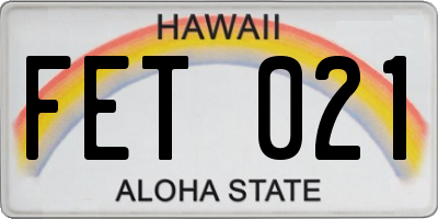 HI license plate FET021