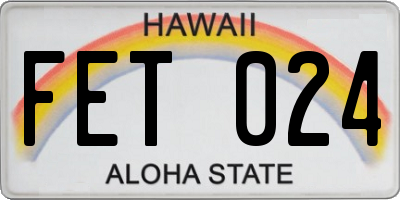 HI license plate FET024