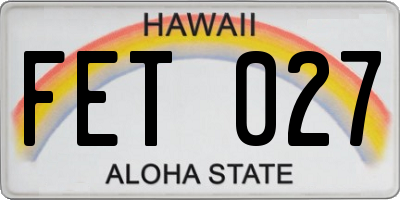 HI license plate FET027