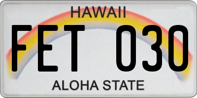 HI license plate FET030