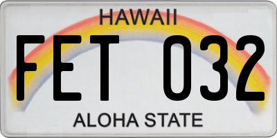 HI license plate FET032