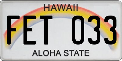 HI license plate FET033