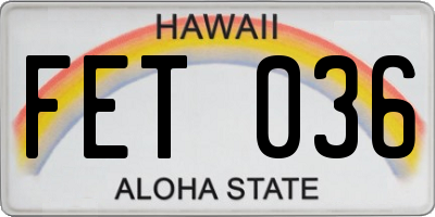 HI license plate FET036