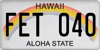 HI license plate FET040