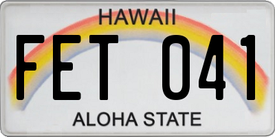 HI license plate FET041