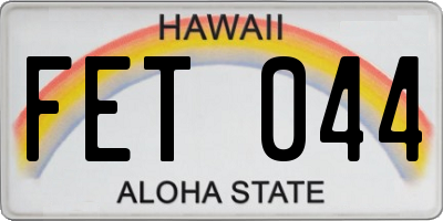 HI license plate FET044