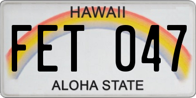 HI license plate FET047