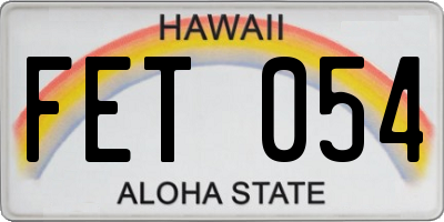 HI license plate FET054