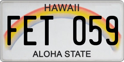 HI license plate FET059
