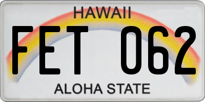 HI license plate FET062