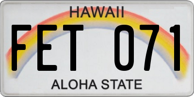 HI license plate FET071