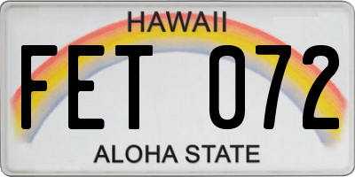 HI license plate FET072
