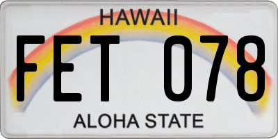HI license plate FET078