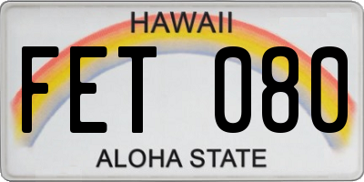 HI license plate FET080