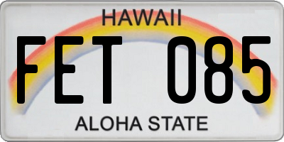 HI license plate FET085