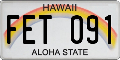 HI license plate FET091