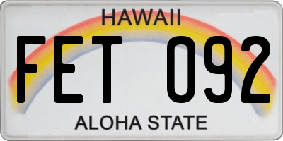 HI license plate FET092