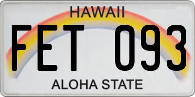 HI license plate FET093