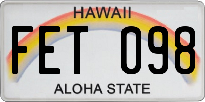 HI license plate FET098