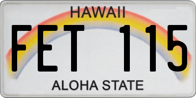 HI license plate FET115