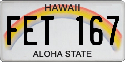 HI license plate FET167