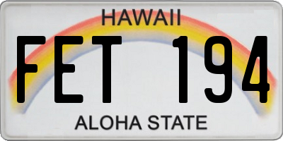 HI license plate FET194