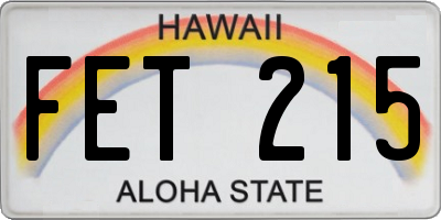 HI license plate FET215