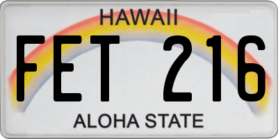 HI license plate FET216