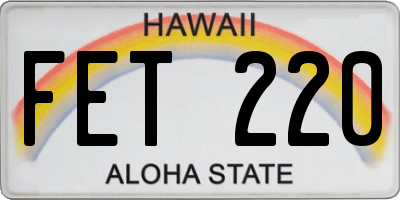HI license plate FET220
