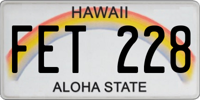 HI license plate FET228