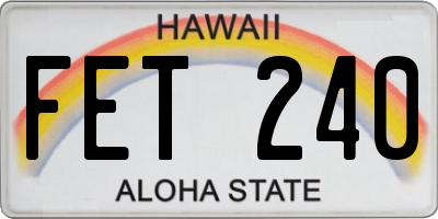 HI license plate FET240