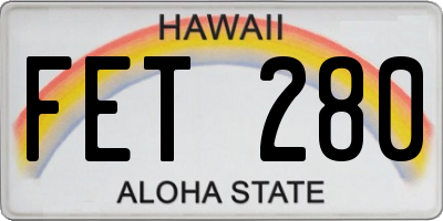 HI license plate FET280