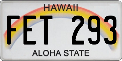 HI license plate FET293