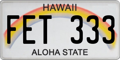 HI license plate FET333
