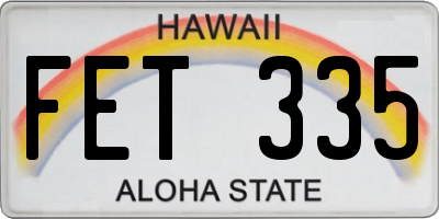 HI license plate FET335