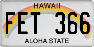 HI license plate FET366