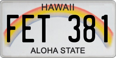 HI license plate FET381