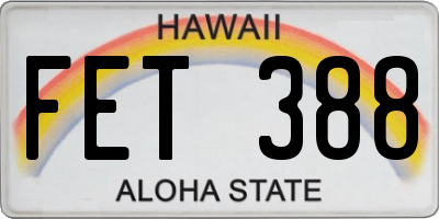 HI license plate FET388