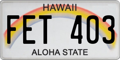 HI license plate FET403