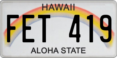 HI license plate FET419