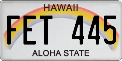 HI license plate FET445
