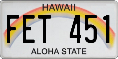 HI license plate FET451